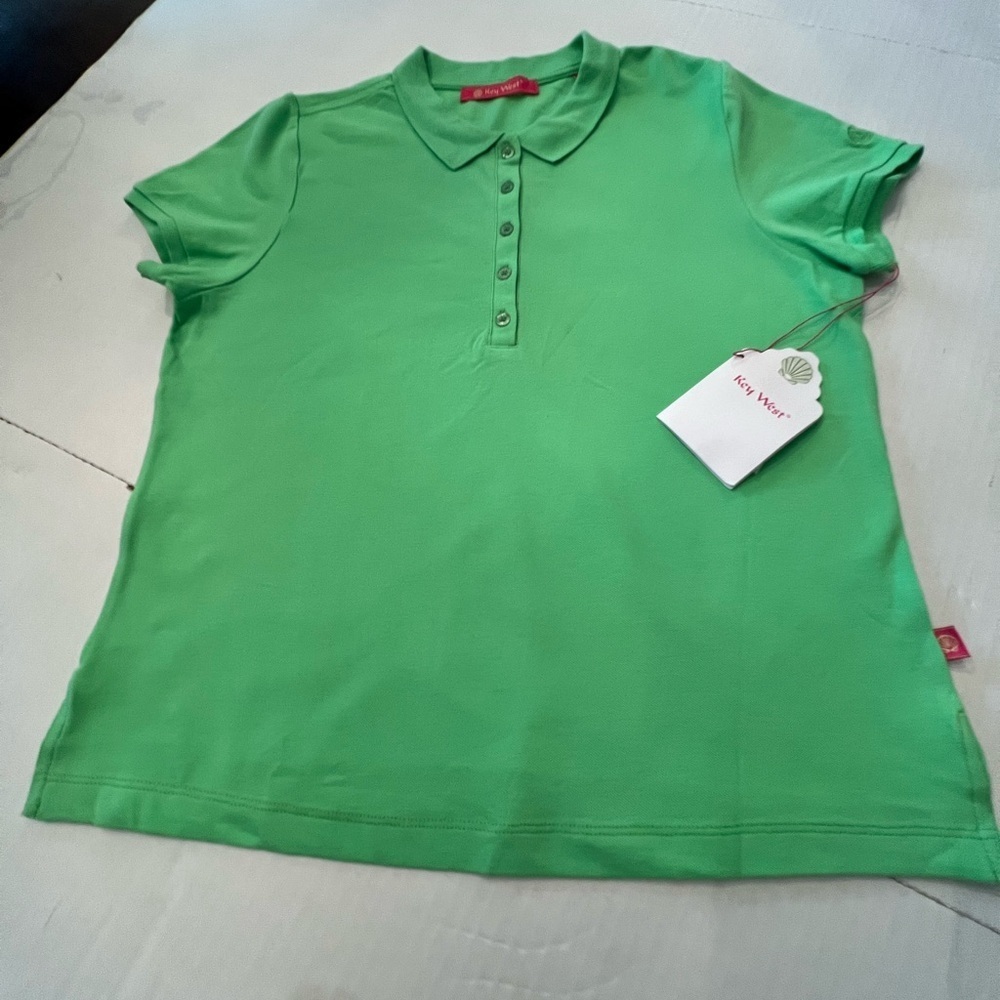 KEY WEST LADIES POLO STYLE SHIRT  SIZE XL. LIME GREEN
